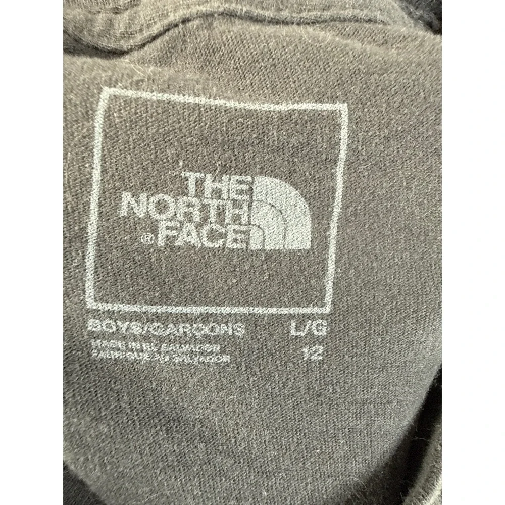 The North Face Long Sleeve T-Shirt Boys Large Black Faded Graphic Logo Tee Warm